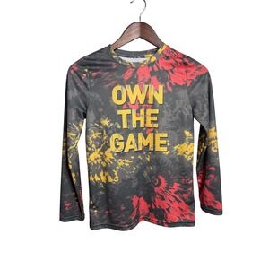 BCG Kids Medium Tie Dye Green Long Sleeve Graphic T-shirt Thrashed Athleisure